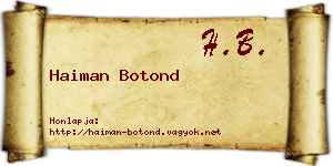 Haiman Botond névjegykártya